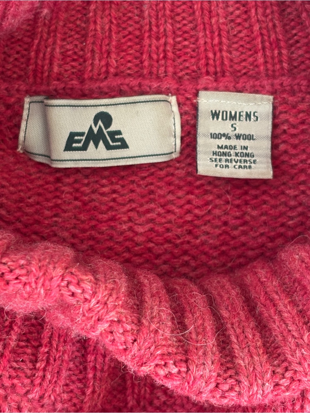 EMS 100% Wool Snowflake Turtleneck Sweater Burgundy Women's Large - Picture 8 of 9